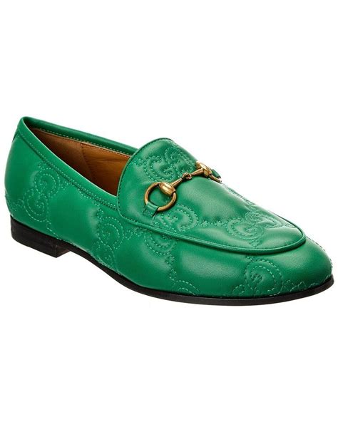 gucci groen|Women's Gucci Jordaan loafer in dark green leather .